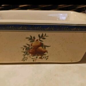 EUC Nantucket Ceramic Mini Loaf Bread Cake Pan Fruit Design #103